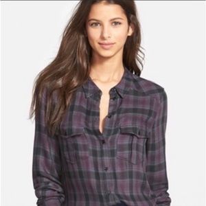 Never worn Paige black and purple flannel button-down in Small